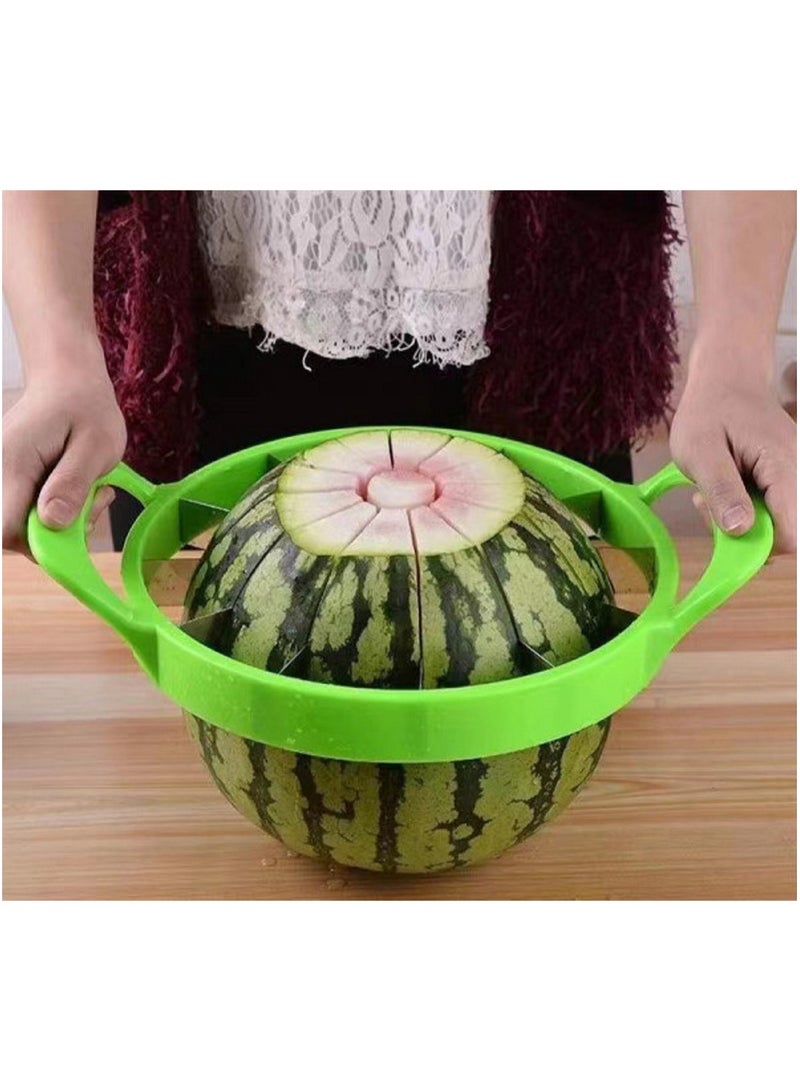 Watermelon Slicer Cutter Comfort Silicone Handle,Home Stainless Steel Round Fruit Vegetable Slicer Cutter Peeler Corer Server for Cantaloup Melon Pineapple Honeydew