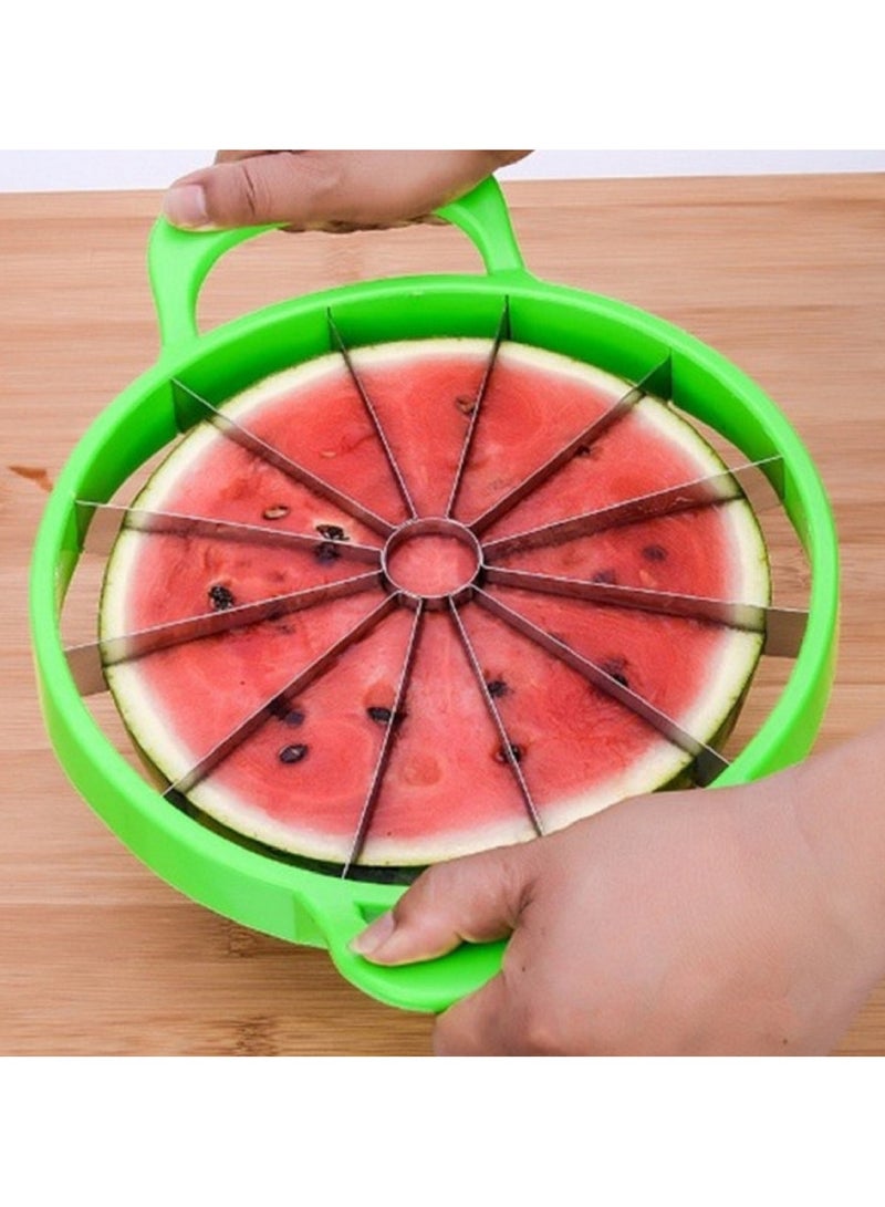 Watermelon Slicer Cutter Comfort Silicone Handle,Home Stainless Steel Round Fruit Vegetable Slicer Cutter Peeler Corer Server for Cantaloup Melon Pineapple Honeydew
