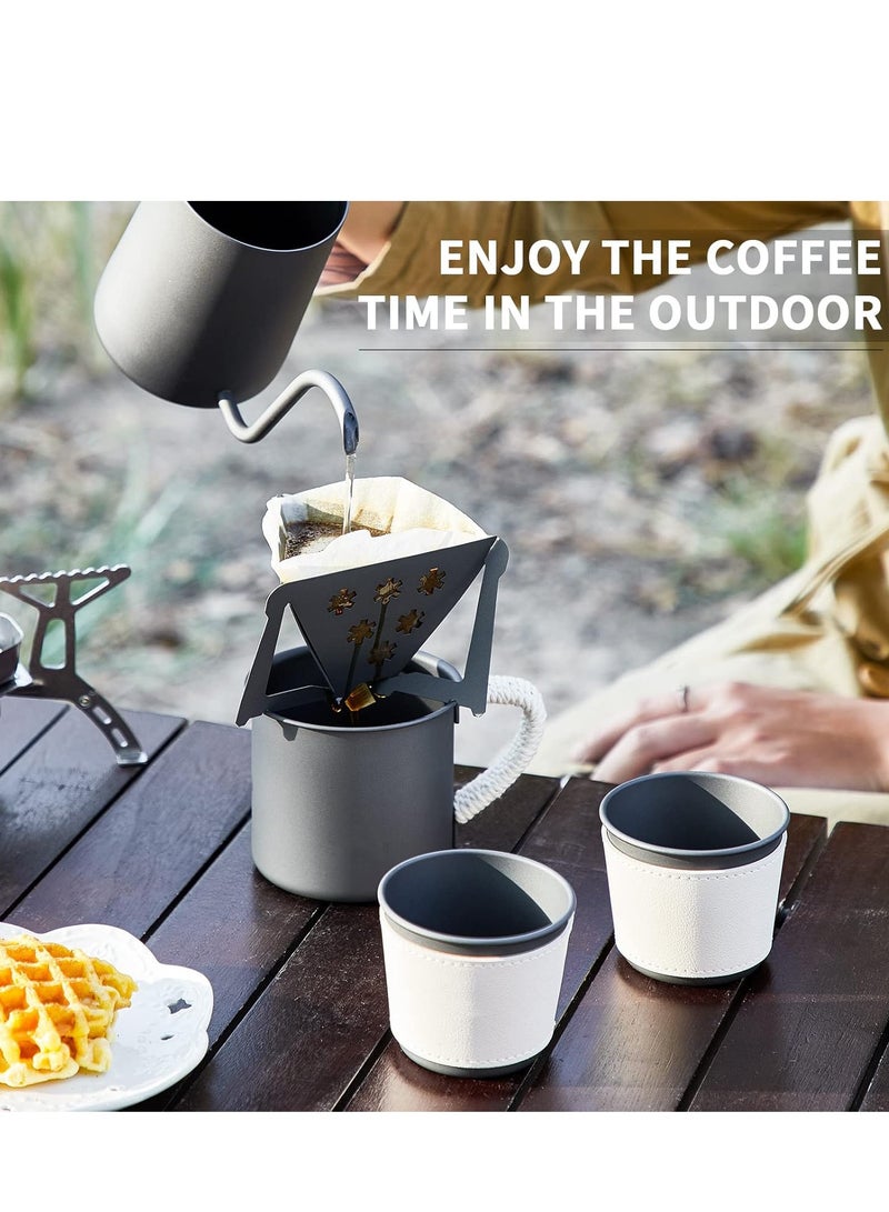 Travel Pour Over Coffee Maker Gift Set All in 1 Coffee Accessories Tools,304 Stainless Gooseneck Kettle,Coffee Mug V60 Dripper Filters Server of Coffee Set with Travel Bag