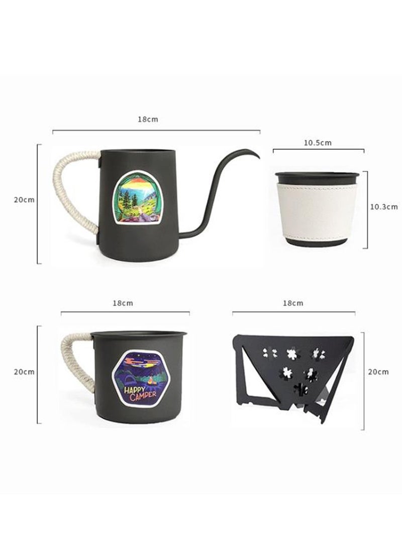 Travel Pour Over Coffee Maker Gift Set All in 1 Coffee Accessories Tools,304 Stainless Gooseneck Kettle,Coffee Mug V60 Dripper Filters Server of Coffee Set with Travel Bag