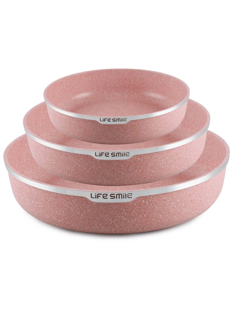 3PCS Granite Coating Non-Stick Round Cake and Cooking Pan Set SIZE: 24CM, 28CM, 32CM Bakewre Pans