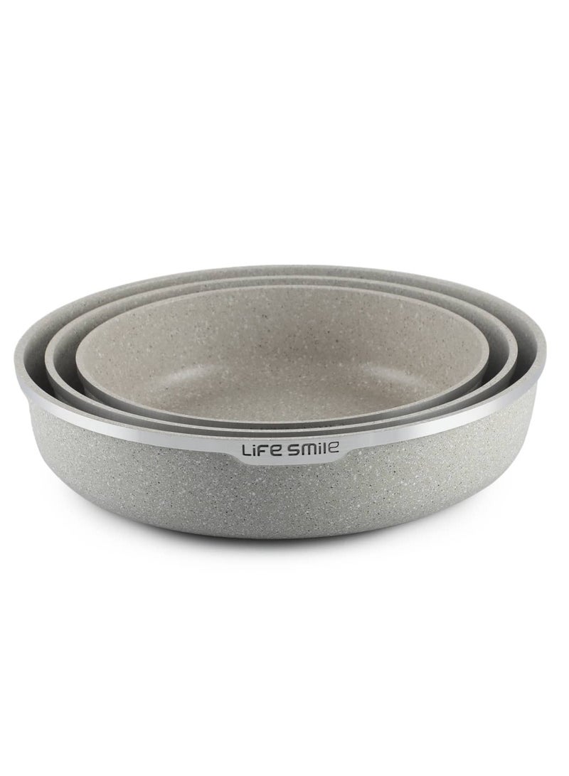 3PCS Granite Coating Non-Stick Round Cake and Cooking Pan Set SIZE: 28CM, 32CM, 36CM Bakeware Pans