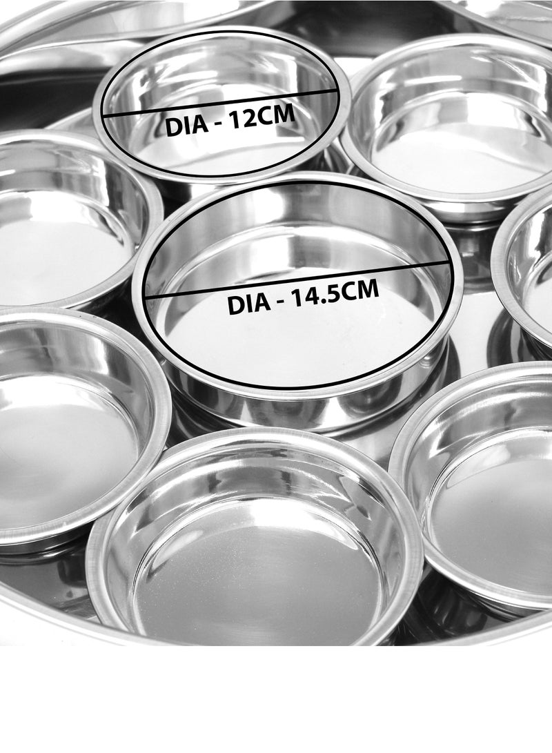 Stainless Steel Breakfast Tray 8 Bowl Sets With Stainless Steel Lid (42cm)