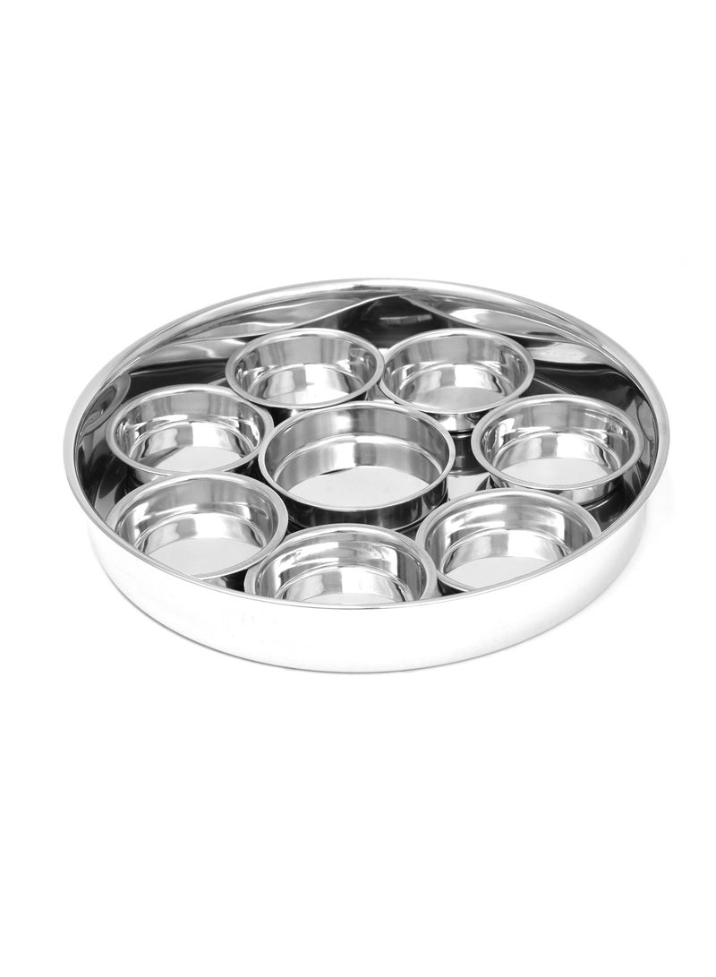 Stainless Steel Breakfast Tray 8 Bowl Sets With Stainless Steel Lid (42cm)