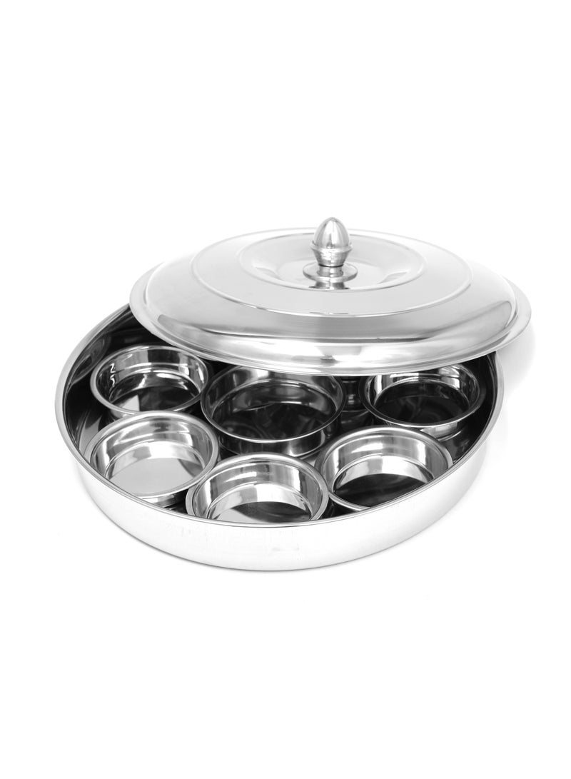Stainless Steel Breakfast Tray 8 Bowl Sets With Stainless Steel Lid (42cm)