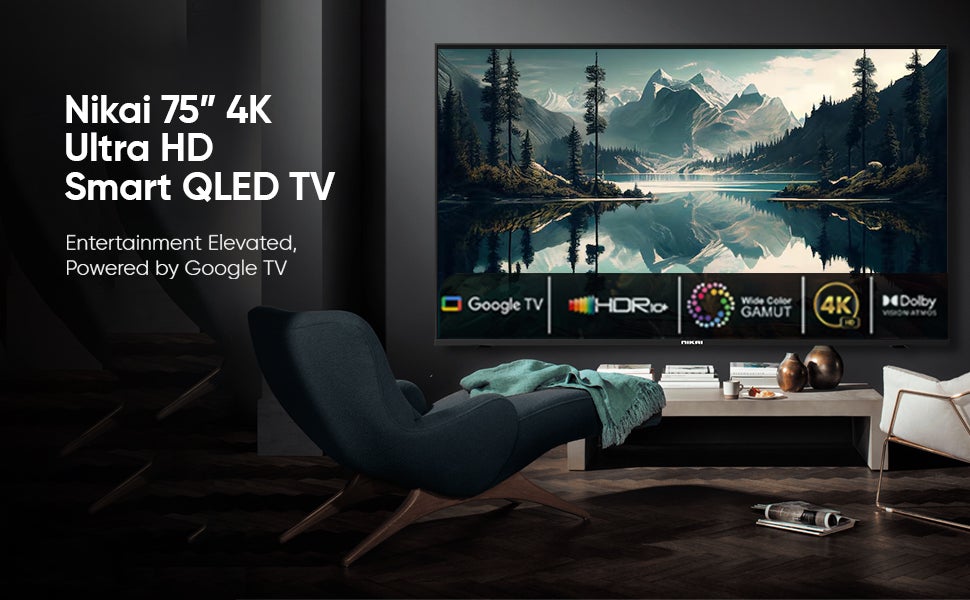 75 Inch 4K QLED Ultra HD Smart Google TV, Hands-Free Voice Control, Game Master, Dolby Vision + Atmos, 4K HDR10+, Effortless Connectivity With Android & Apple Devices NPROG75QLED Black