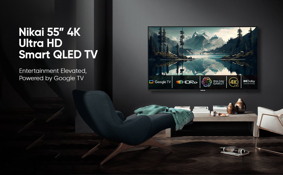 55 Inch 4K QLED Ultra HD Smart Google TV, Hands-Free Voice Control, Game Master, Dolby Vision + Atmos, 4K HDR10+, Effortless Connectivity With Android & Apple Devices NPROG55QLED Black