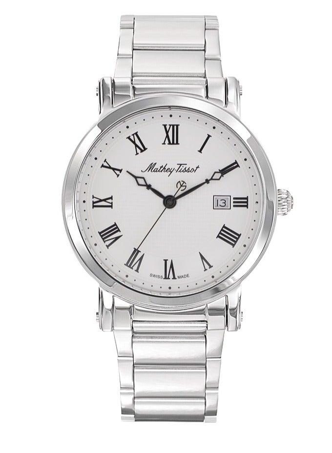 City Metal HB611251MABR Mens Quartz Watch, Analog Display and Stainless Steel Strap, Silver