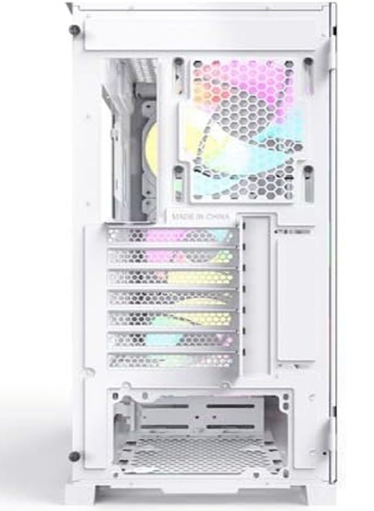 AIR 1000 Premium White ATX Mid Tower Case - 3 x 140mm,1 x 120mm ARGB Fans Pre-Installed - Swivel Glass Side Panel - Both Detachable Mesh and Tempered Glass Front Panel