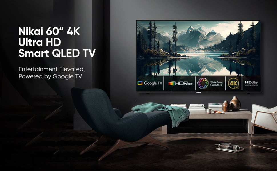 58 Inch 4K QLED Ultra HD Smart Google TV, Hands-Free Voice Control, Game Master, Dolby Vision + Atmos, 4K HDR10+, Effortless Connectivity With Android & Apple Devices NPROG60QLED Black