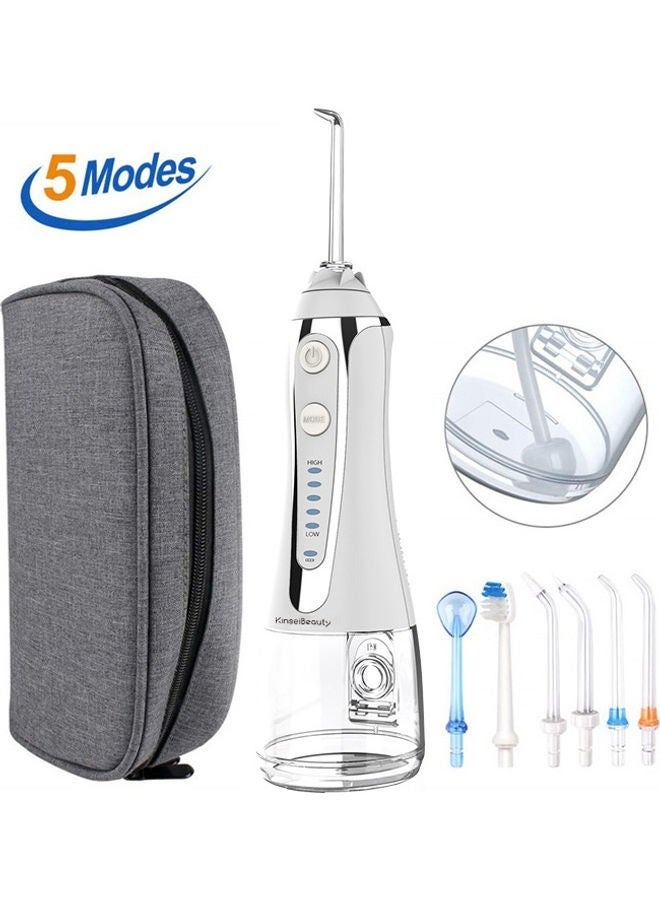 Water Dental Flosser for Teeth Cleaning, Dental Oral Irrigator with 5 Modes, 5 Jet Nozzles, 1 Toothbrush Head, IPX7 Waterproof, 300ML Water Tank