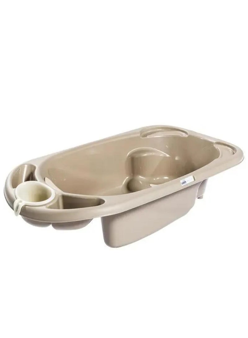 Baby Bath Tub  - Beige - Made In Italy - Compact Folding - Incline  Babies From 0 To 6 Months And One Seat With Armrests For Babies From 6 To 12 Months - Portable With Storage