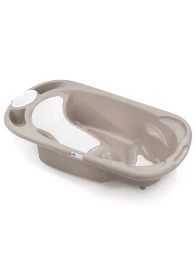 Baby Bath Tub  - Beige - Made In Italy - Compact Folding - Incline  Babies From 0 To 6 Months And One Seat With Armrests For Babies From 6 To 12 Months - Portable With Storage