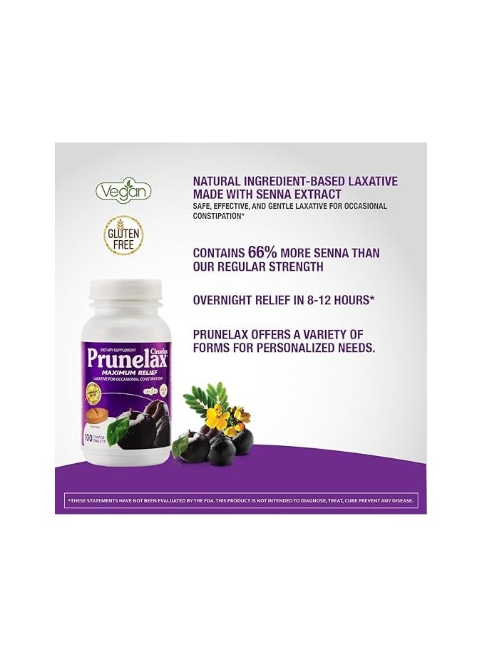 Prunelax Ciruelax Maximum Relief Natural Laxative for Occasional Constipation, 100 Tablets