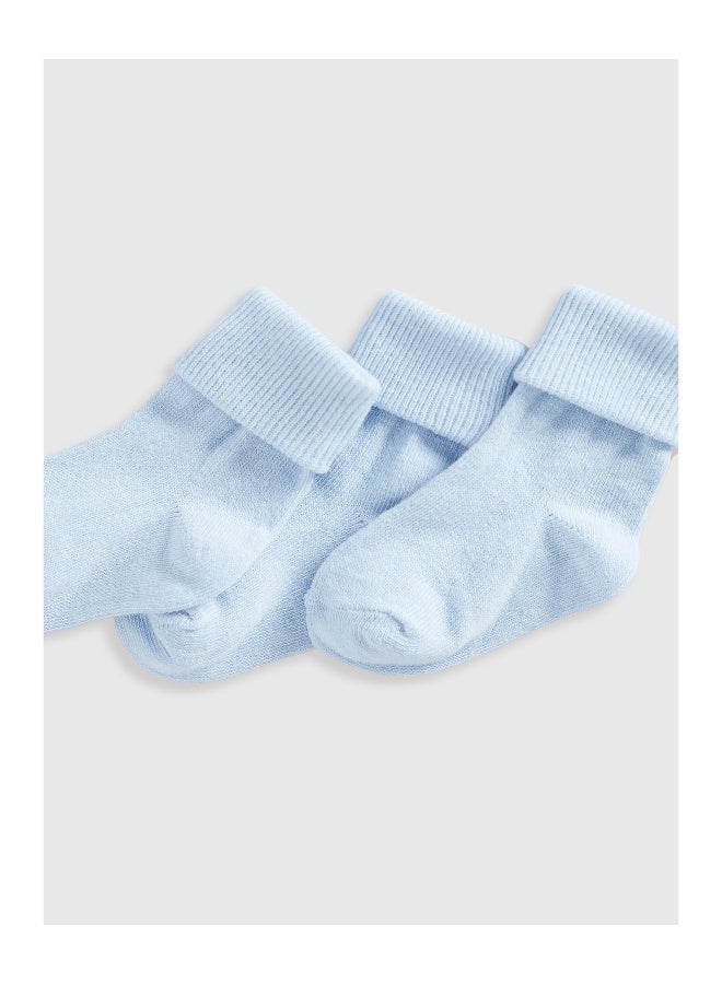 Blue Turn-Over-Top Baby Socks - 5 Pack