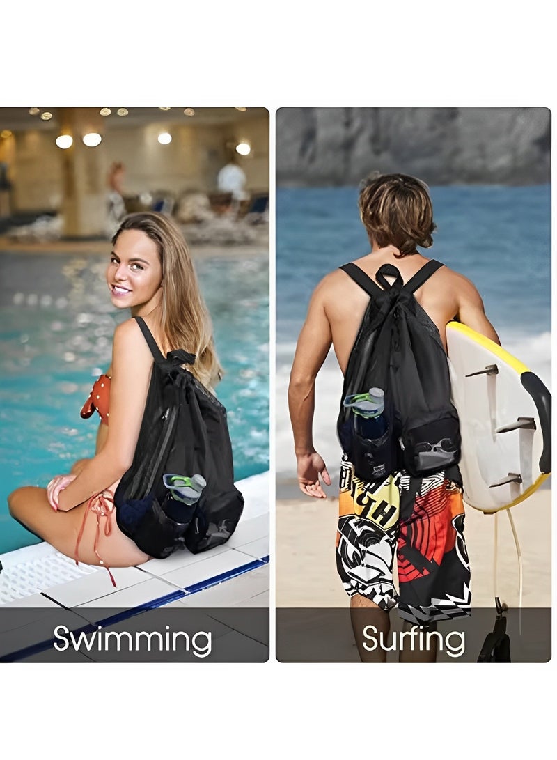 Skycare Swim Bag Mesh Drawstring Backpack with Wet Pocket Beach Backpack for Swimming, Gym, and Workout Gear