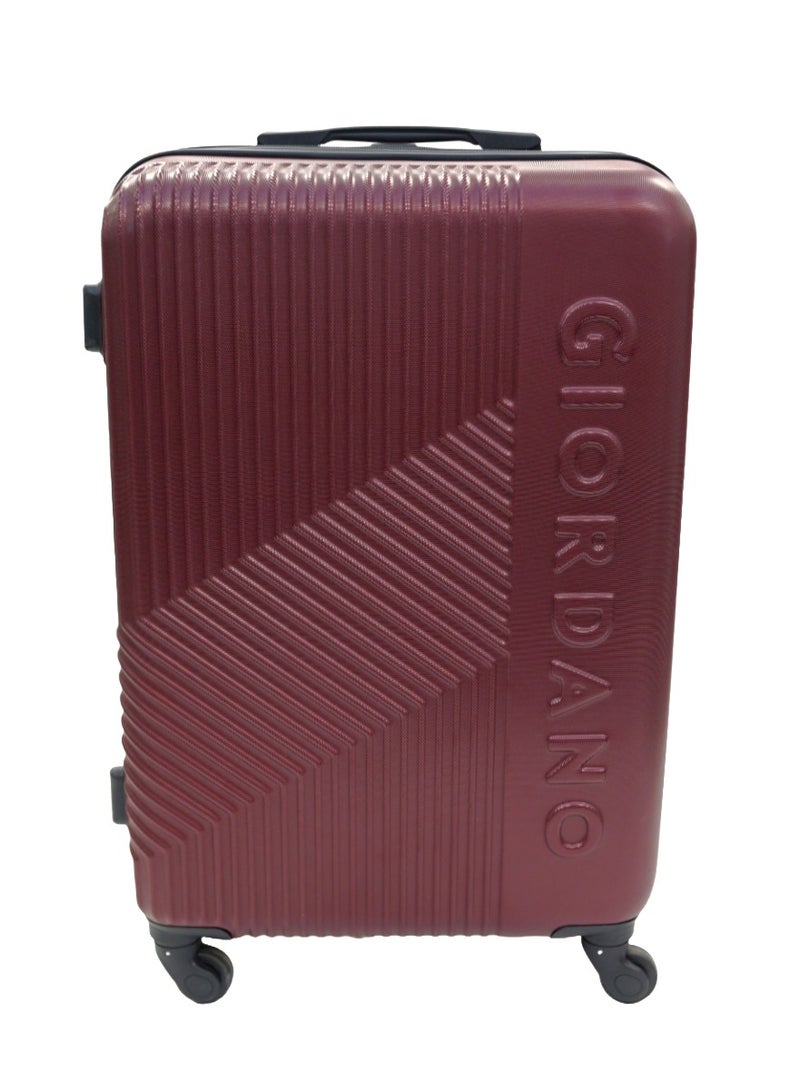 GIORDANO Logo Series Carry-On Small Cabin Suitcase Maroon, ABS Hard Shell Lightweight Durable 4 Wheels Luggage Trolley Bag 20