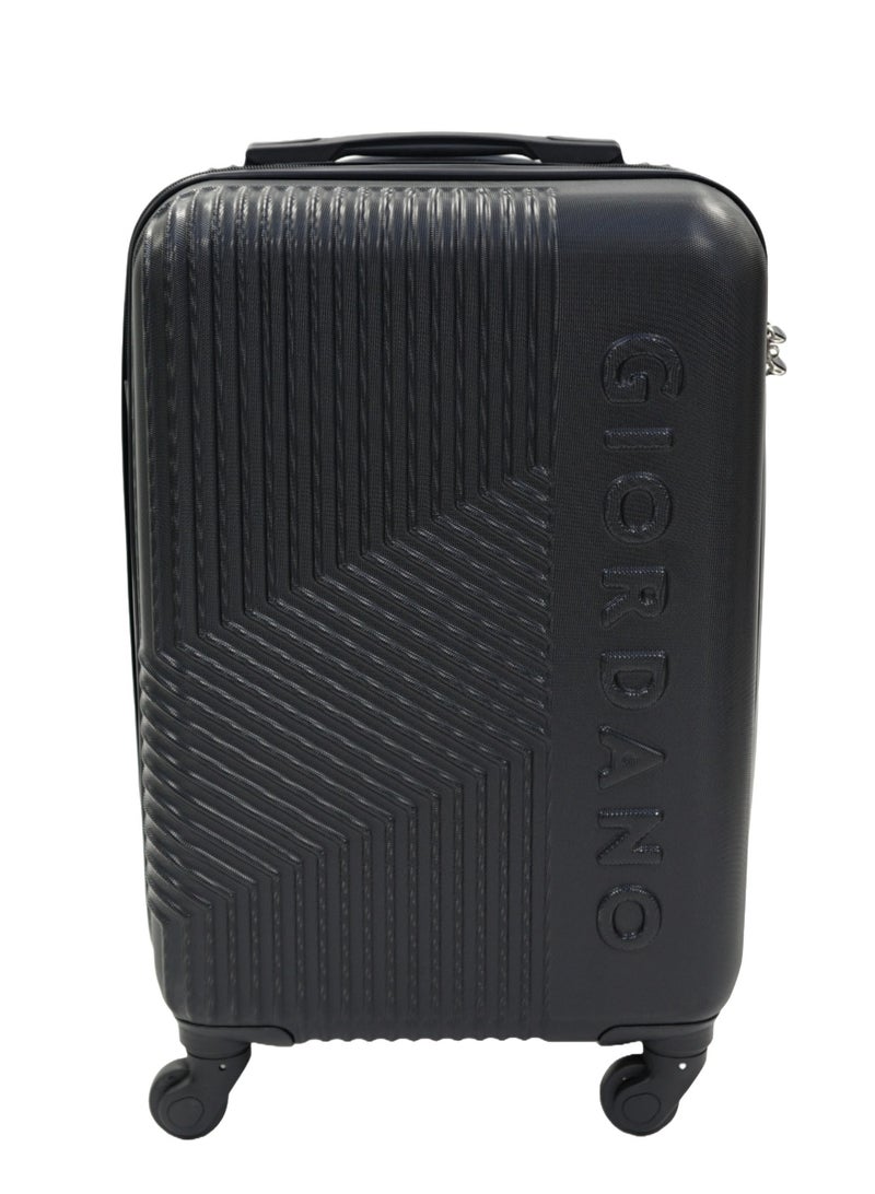 GIORDANO Logo Series Carry-On Small Cabin Suitcase Black, ABS Hard Shell Lightweight Durable 4 Wheels Luggage Trolley Bag 20