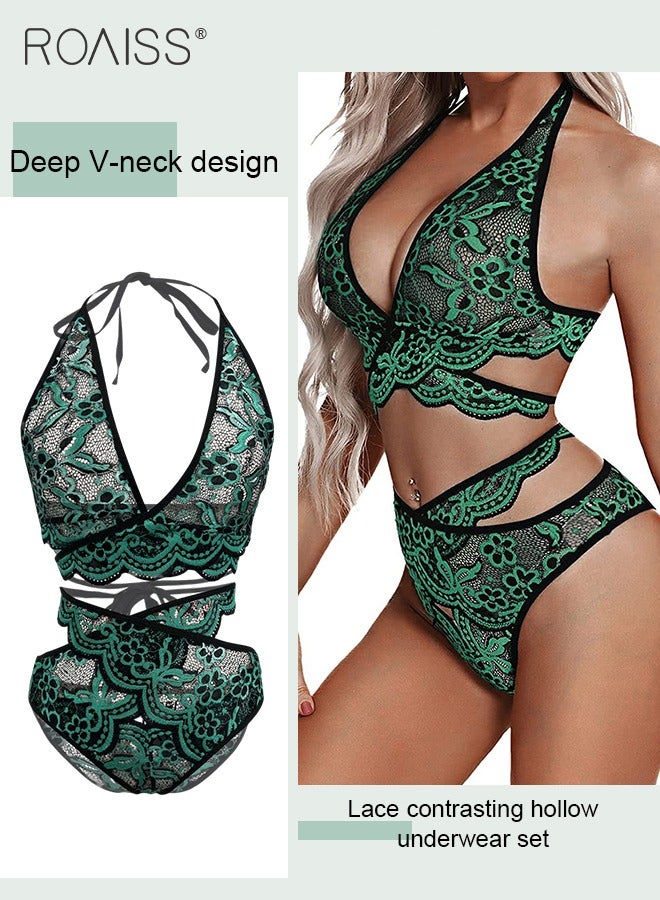 Women's Fashion Bra Suit Lace Splice Underwear Combination Removable Bra Cushion Bra Adjustable Shoulder Strap  Underwear Set