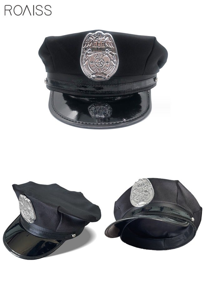 4 Pieces Of  Cutout Underwear Lacquer Leather Female Police Officer Hollowed Out Design Date Day Role Play Costume
