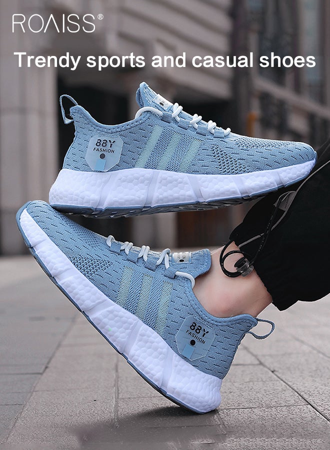 Fly Woven Mesh Sports Shoes for Men Breathable Soft Sole Anti Slip Shock Absorption Outdoor Running Shoes Mens Casual Low Top Elastic Wear Resistant Lightweight Sneakers