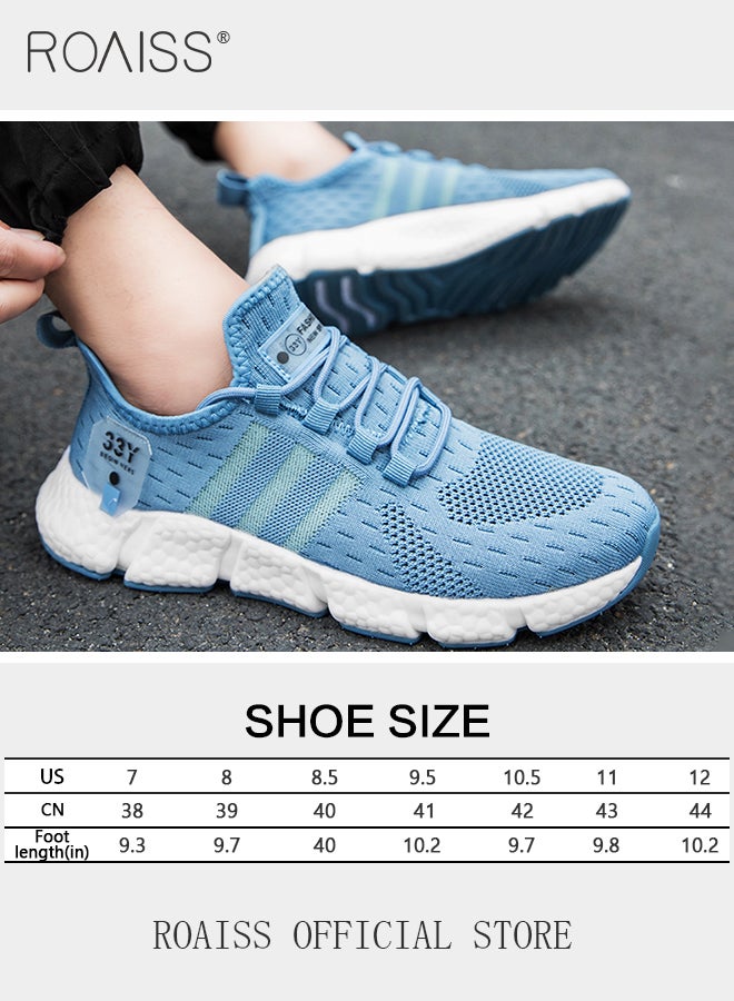 Fly Woven Mesh Sports Shoes for Men Breathable Soft Sole Anti Slip Shock Absorption Outdoor Running Shoes Mens Casual Low Top Elastic Wear Resistant Lightweight Sneakers