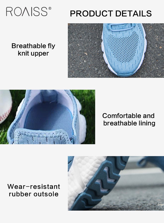 Fly Woven Mesh Sports Shoes for Men Breathable Soft Sole Anti Slip Shock Absorption Outdoor Running Shoes Mens Casual Low Top Elastic Wear Resistant Lightweight Sneakers