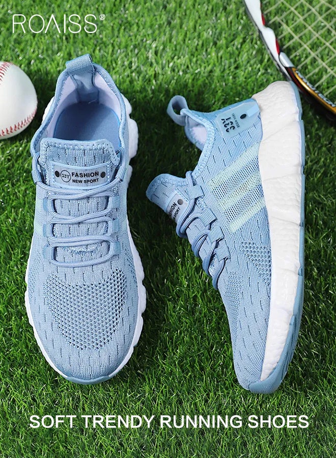 Fly Woven Mesh Sports Shoes for Men Breathable Soft Sole Anti Slip Shock Absorption Outdoor Running Shoes Mens Casual Low Top Elastic Wear Resistant Lightweight Sneakers