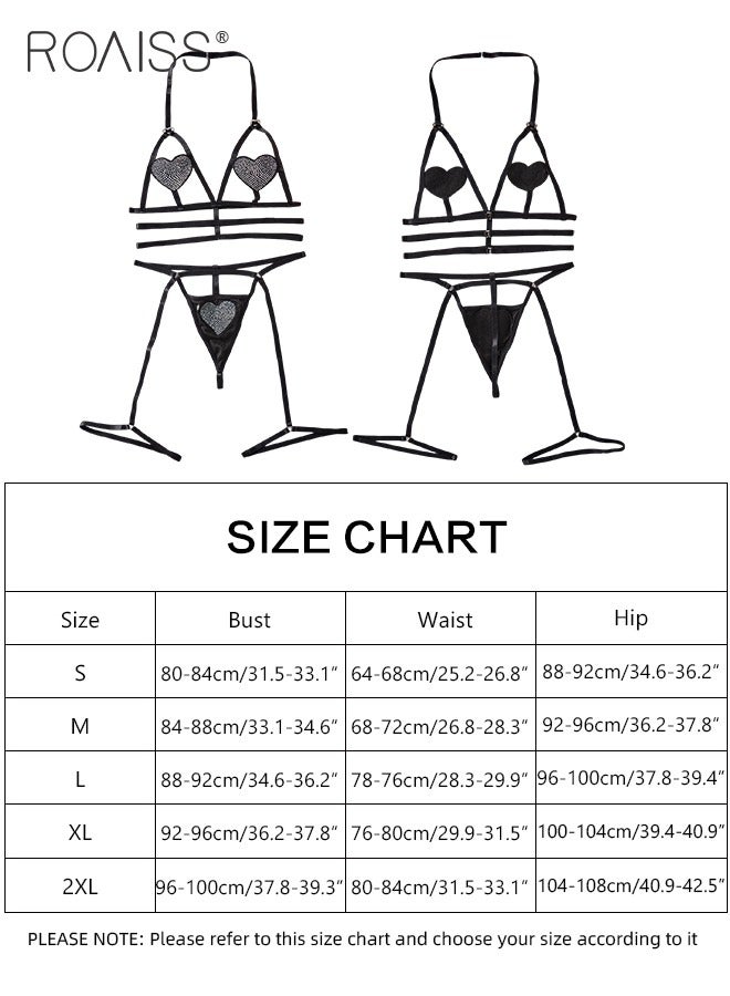 Three Point Heart Shaped Underwear Suit for Women Halterneck Design Hollow Separate Lingerie Set Bikini Loungewear Cosplay Costumes Boudoir Outfits Sweet Intimates Clothing