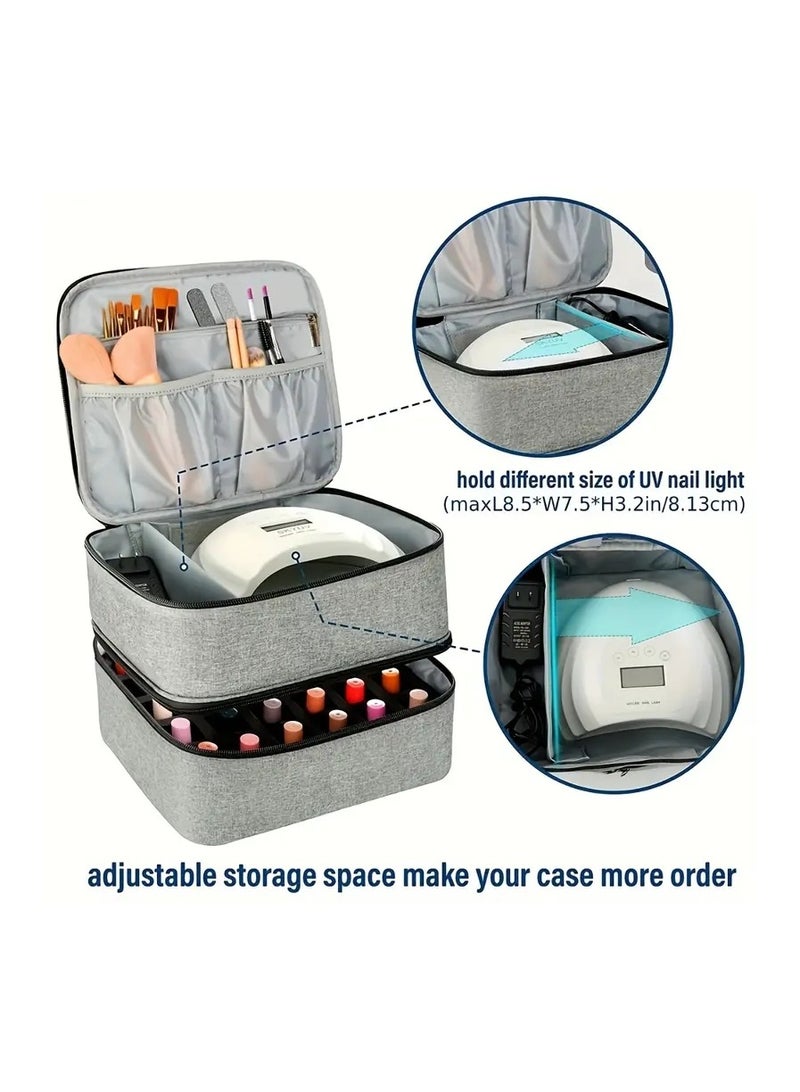 Nail Polish Carrying Case Double Layer Nail Polish Storage Bag Fits Nail Dryer Lamp And Bottles Nail Polish Organizer Bag