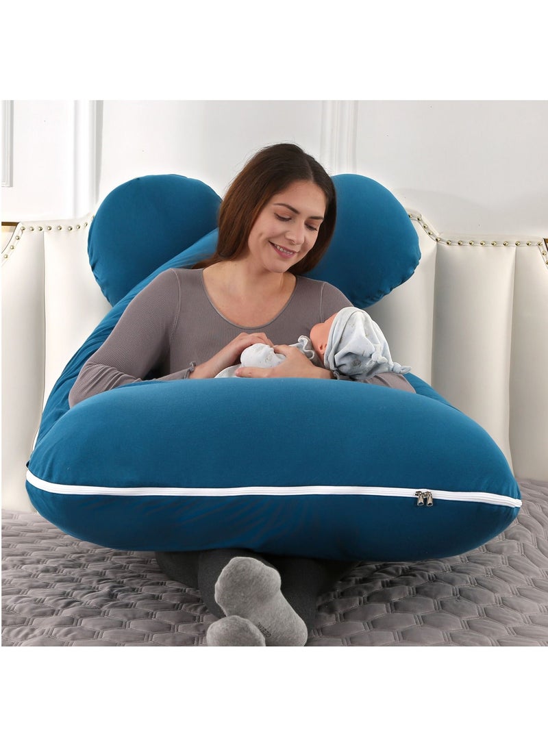 Pregnancy Pillows Cotton U Shaped Body Pillow for Sleeping, Comfortable Cooling Maternity Pillow for Pregnant Women Support Body Pain Relief Pillow