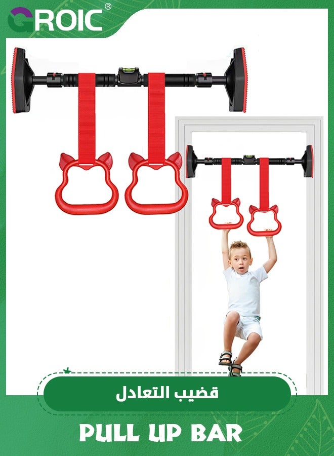 Pull Up Bar for Doorway, Strength Training Pullup Bar with Hanging Ring,Chin Up Bar Upper Body Workout Equipment,Home Gym Exercise Fitness Equipment