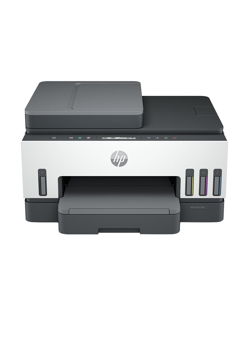 HP Smart Tank 750 All-in-One Printer Wireless, Print, Scan, Copy, Auto Duplex Printing, Auto Document Feeder, Print up to 18000 black or 8000 color pages, White/Grey  [6UU47A] White/Grey