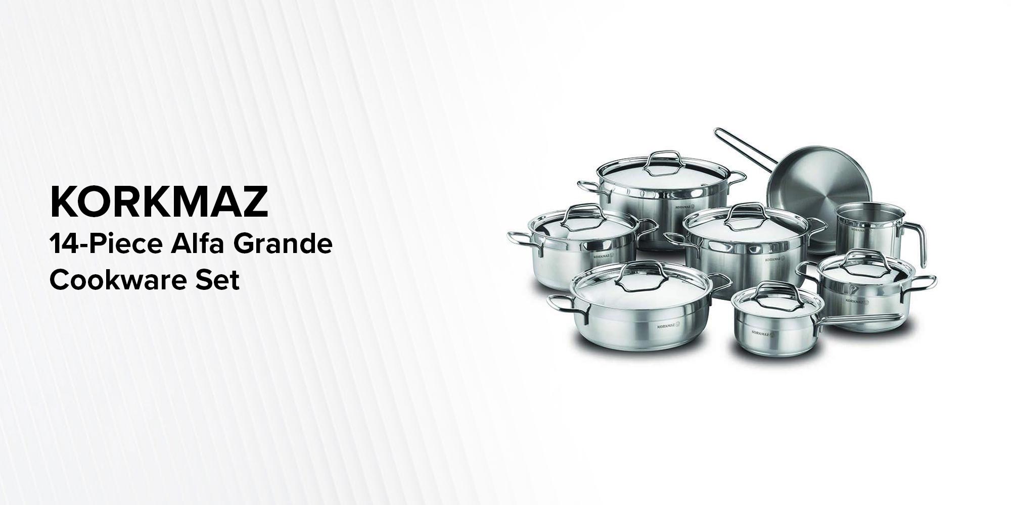 14-Piece Casting From High Quality Stainless Steel Fixed Non-Slip Handles Cookware Set Includes (12x22 cm) Casserole 4.0 liter, (13x26 cm) Casserole 6.8 liters, (15x30 cm) Casserole 11.0 liters, (8x26 cm) 4.2-liter Short Casserole, (24x6 cm) Frying Pan 2.7 liters , Milk Pan 2.0 liter (14x14 cm), Casserole With Handle 1.6 liter (16x8 cm), 6 Lids Silver