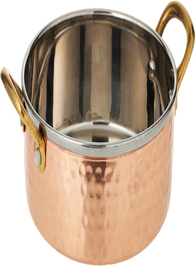 Kedge 2 Por Pure Copper Hammered Heavy Saucepan With Brass Handle, 500 Ml Capacity