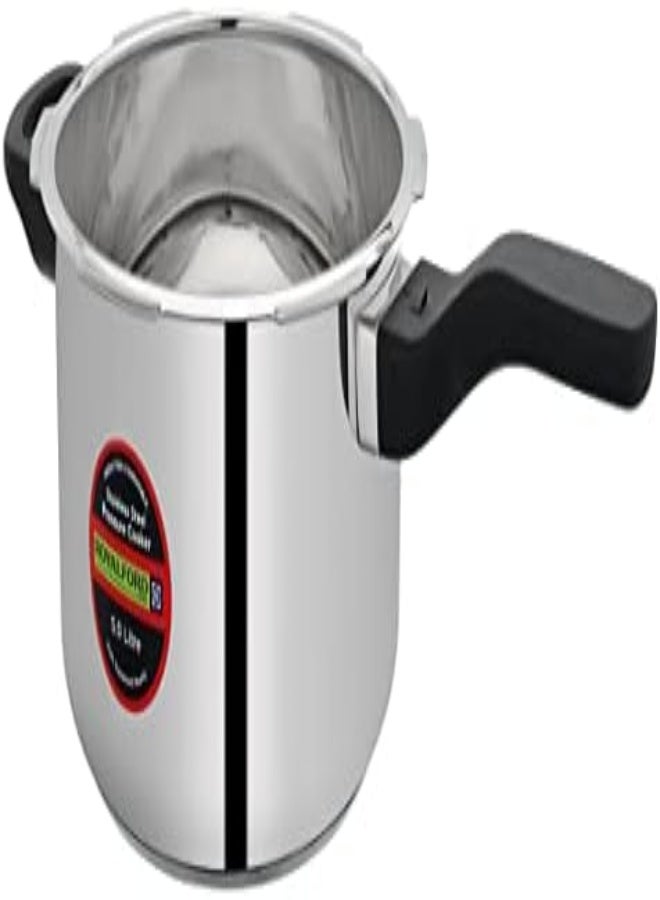 Royalford Rf10184 3.0Ltr Stainless Steel Pressure Cooker - Portable Cool Touch Handle With Steam Vent Ideal For Rice, Meat, And More, Multi