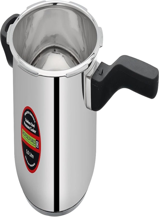 Royalford Rf10184 3.0Ltr Stainless Steel Pressure Cooker - Portable Cool Touch Handle With Steam Vent Ideal For Rice, Meat, And More, Multi