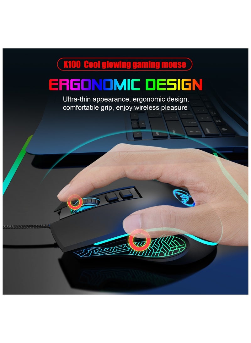 Gaming membrane keyboard pudding keycap wired RGB backlight mechanical feel computer keyboard with Wired Gaming Mouse With Light