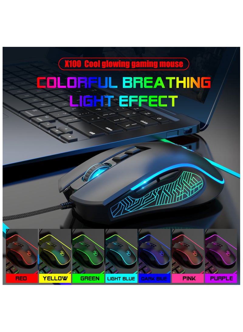 Gaming membrane keyboard pudding keycap wired RGB backlight mechanical feel computer keyboard with Wired Gaming Mouse With Light