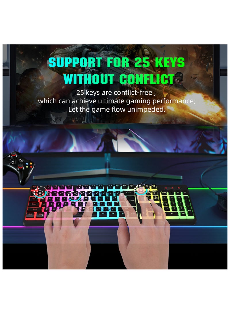 Gaming membrane keyboard pudding keycap wired RGB backlight mechanical feel computer keyboard with Wired Gaming Mouse With Light