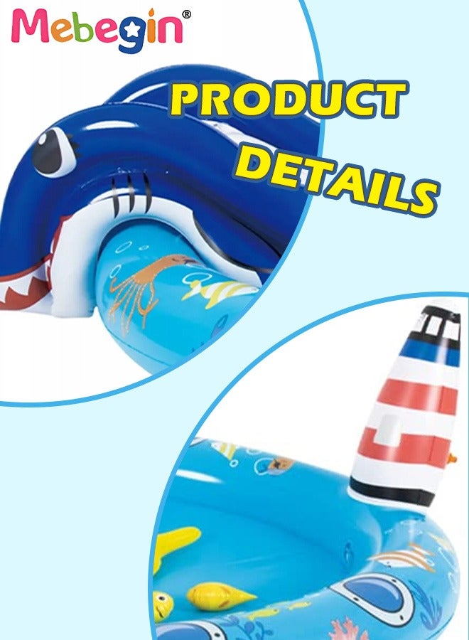 203*152*64cm Kiddie Pool, Thicken Wear-Resistant Swimming Pool with Water Slide, Kiddie Inflatable Play Center with Spray Water, Easy to Set up and Storage, Suitable for Backyard, Garden, Beach and Summer Party