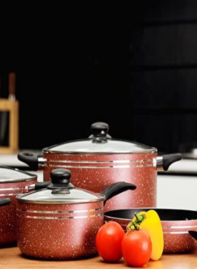 Royalford Cookware Set, Blue, Rf7915, Tempered Glass Lids, 2.5Mm Body Thickness, Bakelite Knobs, And Cd Bottom10 Pieces