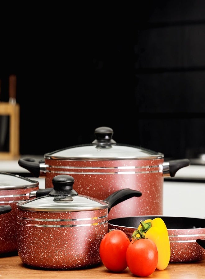 Royalford Cookware Set, Blue, Rf7915, Tempered Glass Lids, 2.5Mm Body Thickness, Bakelite Knobs, And Cd Bottom10 Pieces