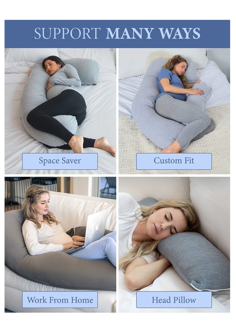 U Shaped Full Body Pillow Pregnancy Pillow Pregnancy Support Provides Support for Pregnant Women's Back Hips Legs and Abdomen Grey