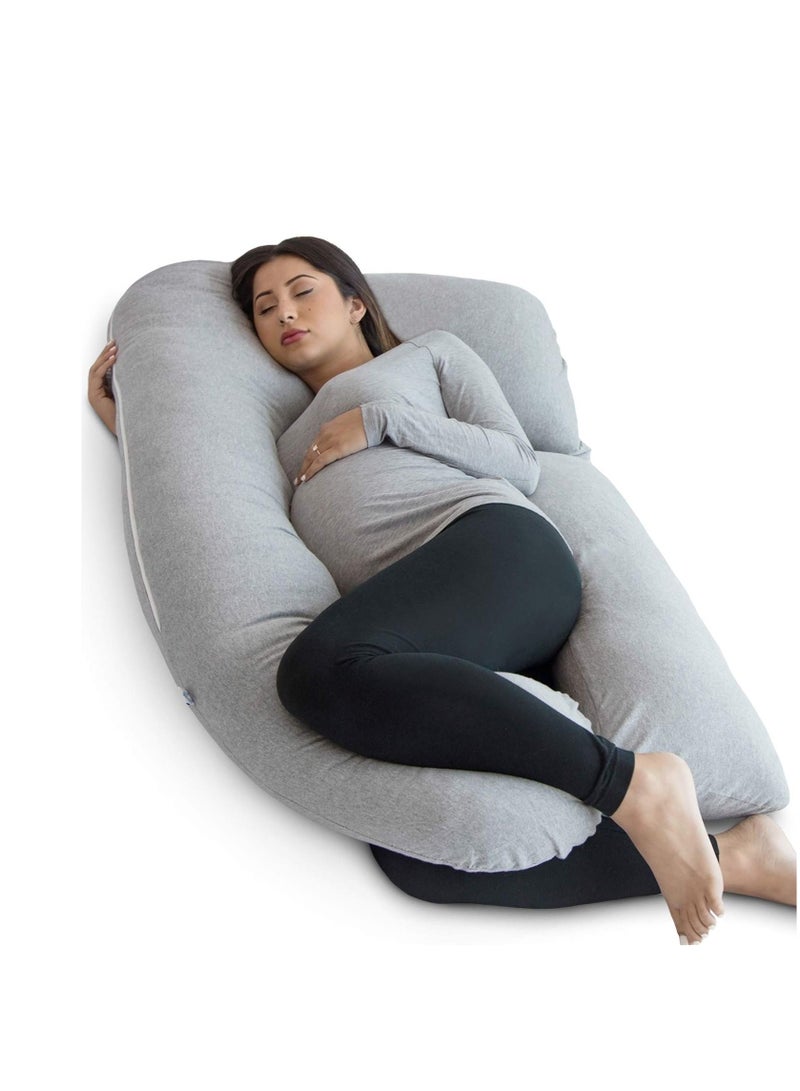 U Shaped Full Body Pillow Pregnancy Pillow Pregnancy Support Provides Support for Pregnant Women's Back Hips Legs and Abdomen Grey