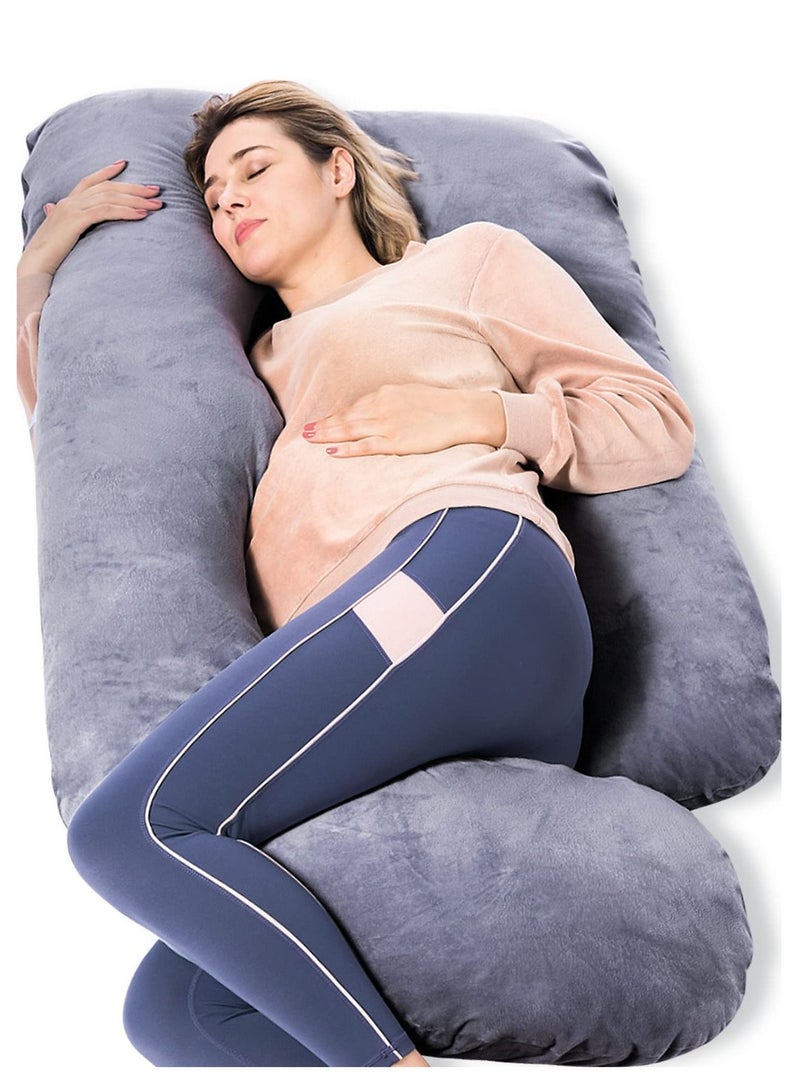 Pregnancy Pillow U-shaped Full Body Pregnancy Pillow Pregnancy Sleep Pillow with Removable Pillowcase 70 inch Grey