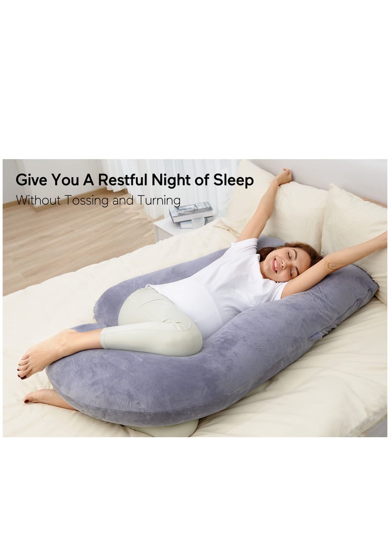 Pregnancy Pillow U-shaped Full Body Pregnancy Pillow Pregnancy Sleep Pillow with Removable Pillowcase 70 inch Grey