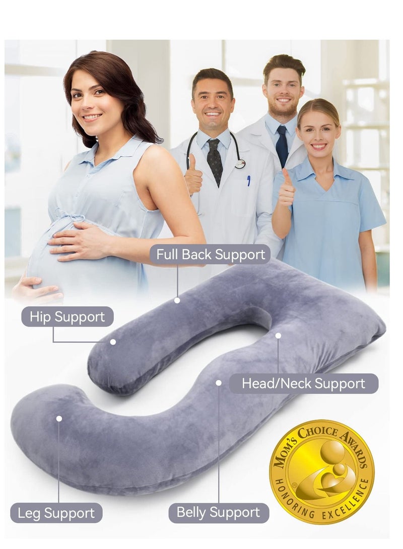 Pregnancy Pillow U-shaped Full Body Pregnancy Pillow Pregnancy Sleep Pillow with Removable Pillowcase 70 inch Grey