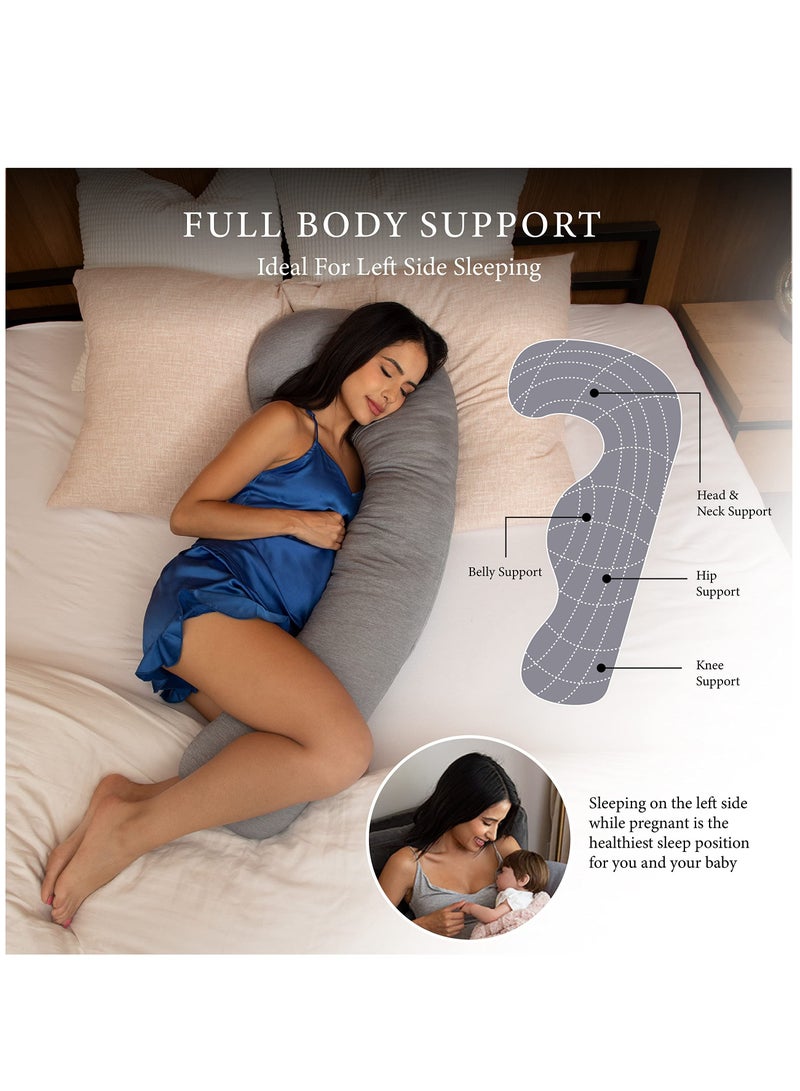 Pregnancy Pillow J-Shaped Body Pillow Full Body Pregnancy Pillow Maternity Pillow Pregnancy Essentials Side Sleeper Pillow Nursing Grey