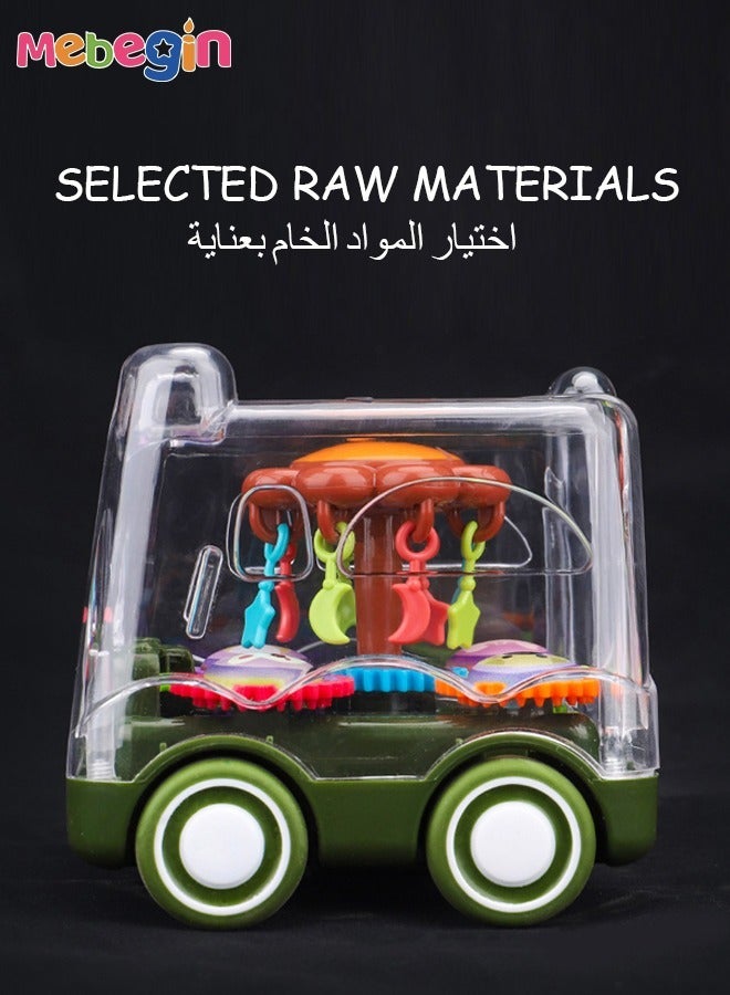 4Pcs Pull Back Gear Toys, Transparent Toy Car with Visible Colored Moving Gears, Cartoon Animal Inertia Pull Back Bus, Adorable Vehicle Toy for Kids, Stimulate Creativity and Hand-Eye Coordination, Made of High-quality ABS Material, BPA-free